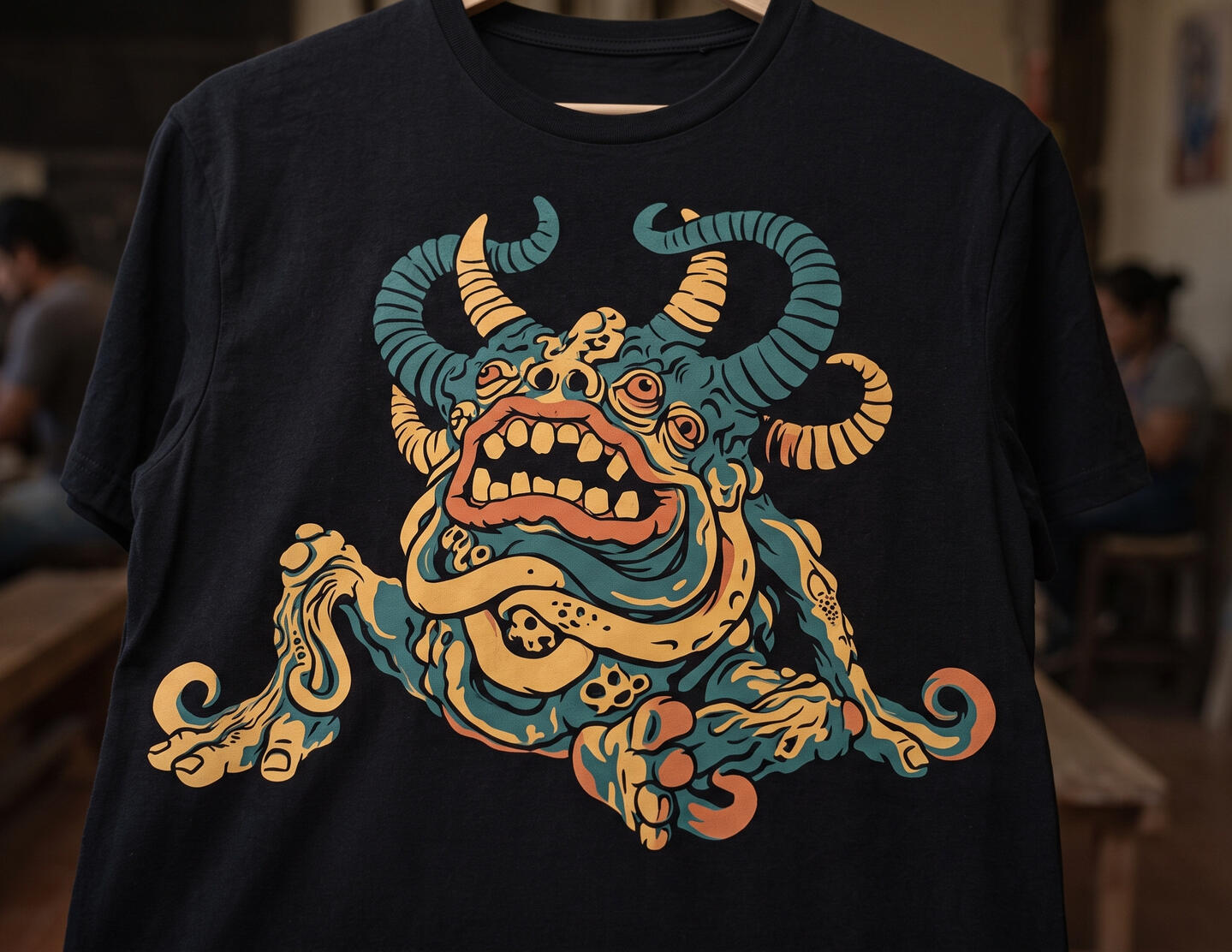 Camiseta: Toxco Descubre a Toxco en camiseta, basada en la figura del monstruo artesanal en barro cocido. ¡Encuentra tu bestia!